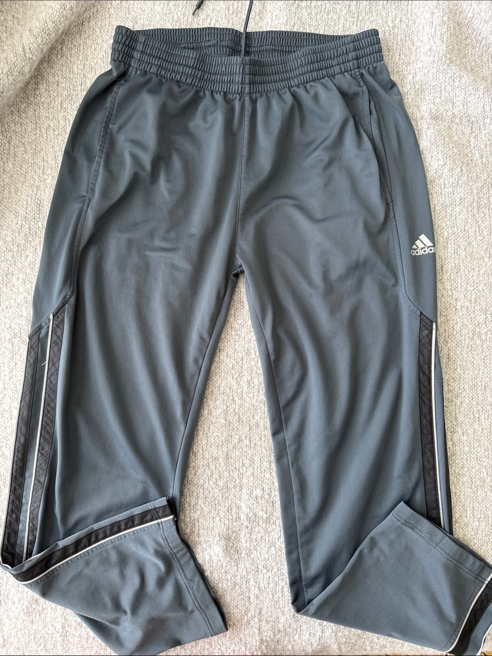 adidas Charcoal Gray Track Pants with Side Stripe Size L